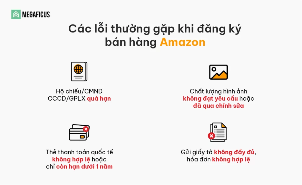 Các lỗi thường gặp khi đăng ký bán hàng Amazon