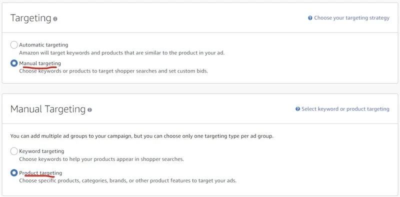 Choose your Targeting Option