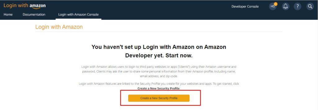 Create a new LwA security profile