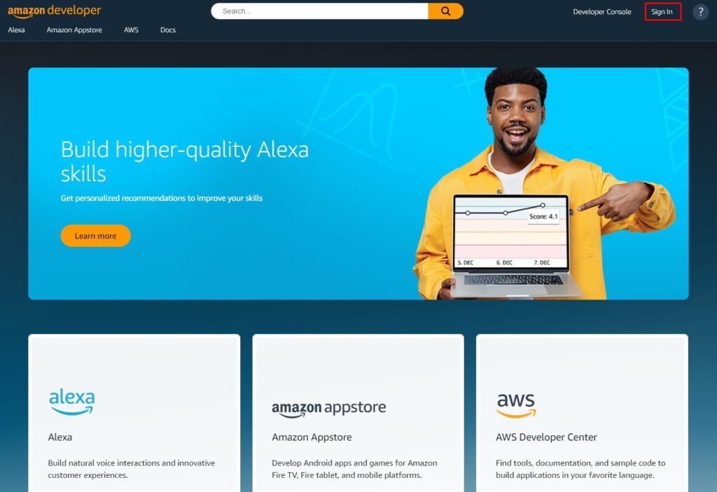 Create your Amazon Developer account