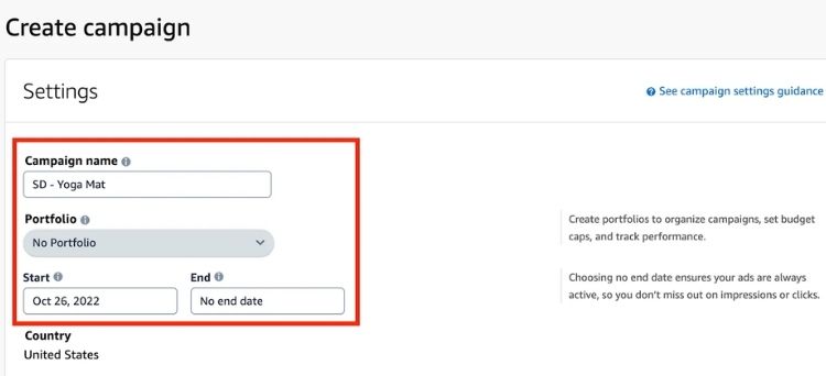Set the campaign duration