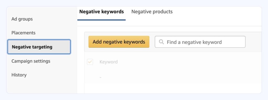 Using negative keywords