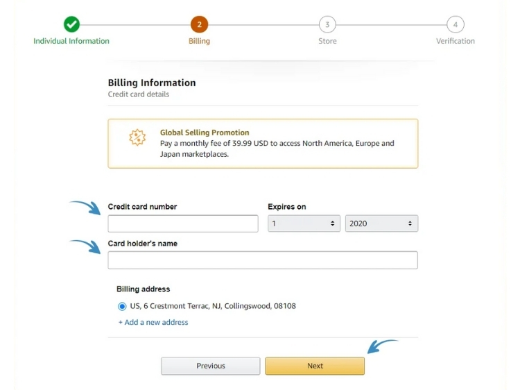 Step 5: Set up billing information