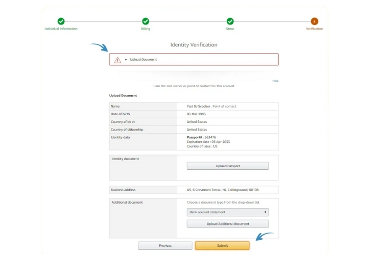 Step 7: Submit verification documents