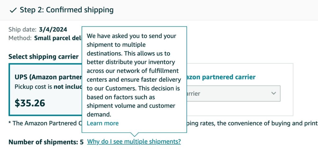 Step 3. Create the shipment plan in Seller Central 2