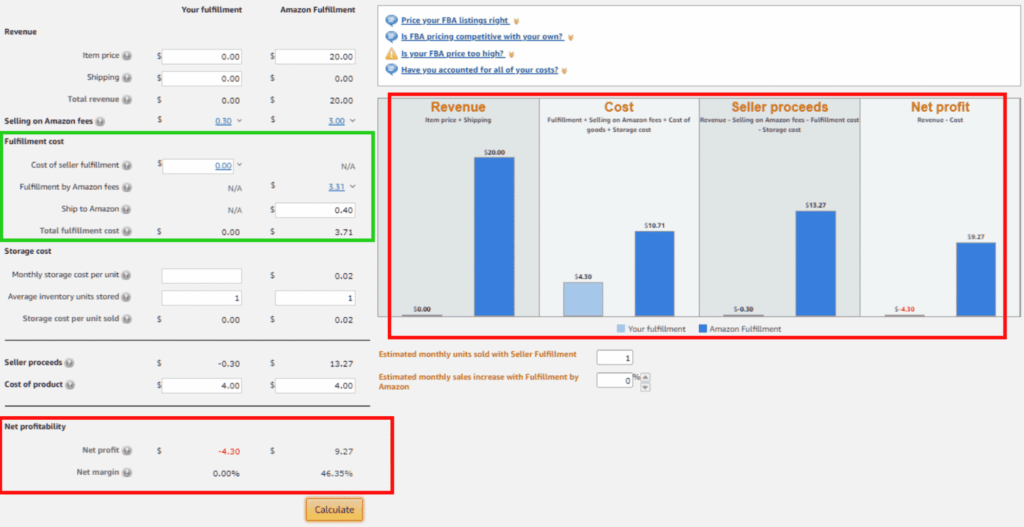 Step 1. Use the Amazon FBA Revenue Calculator