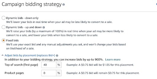 Step 3: Select Bidding Strategy