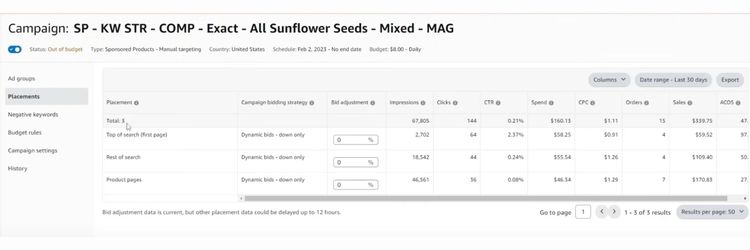 Ignoring Placement Bid Adjustments