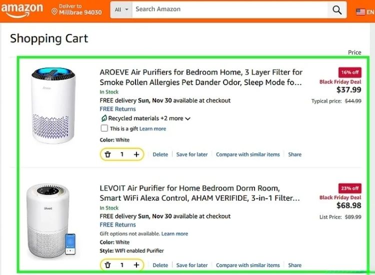 Using Your Shopping Cart