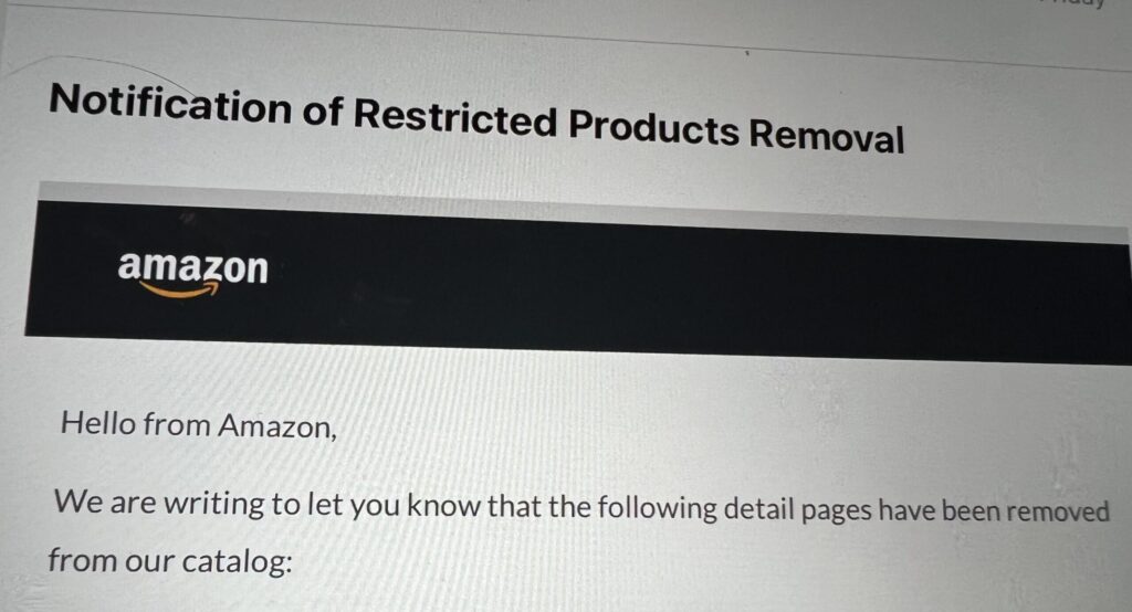 How to resolve a banned Amazon product notification?