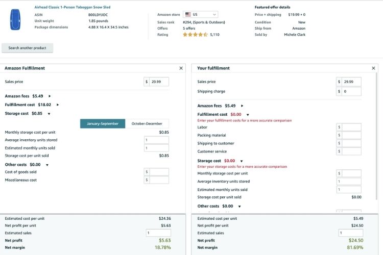 Fulfillment by Merchant (FBM) Fees