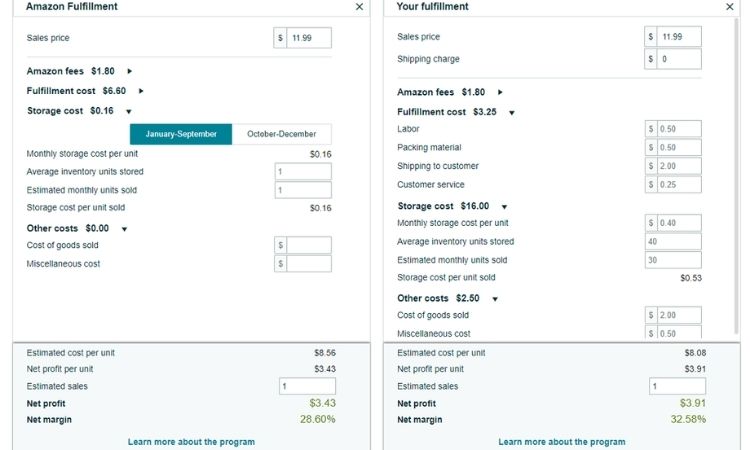 Ignoring Amazon Fees and Profit Calculations