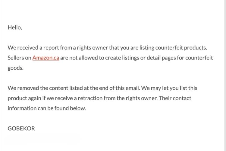 Counterfeit Or IP Complaints