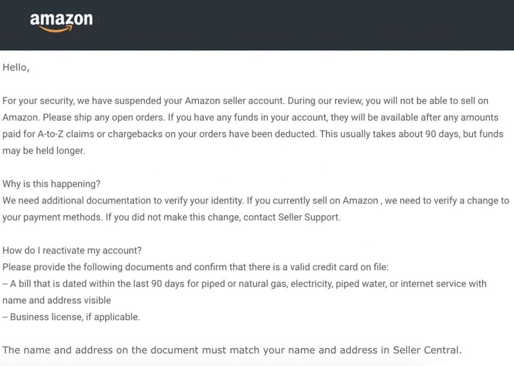 2. Amazon Account Suspension