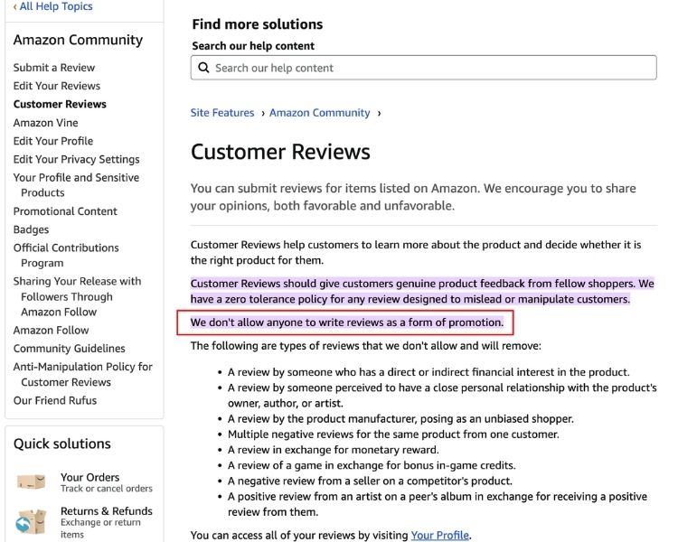 Your Review Violates Amazon's Content Policy