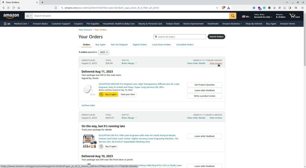 Accessing the Returns and Orders Section 2